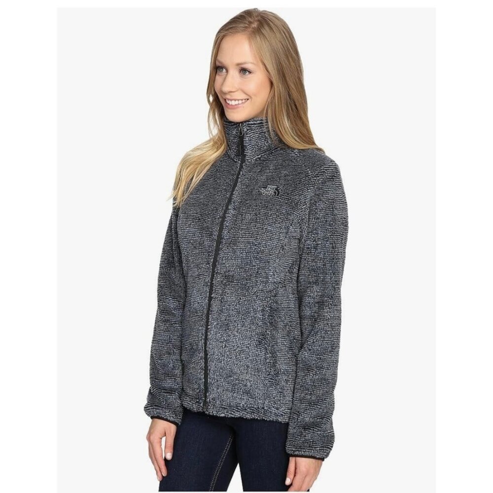 The North Face Womens Osito 2 Fleece Zip Jacket Black Mid Grey Stripe size Small - Picture 2 of 16
